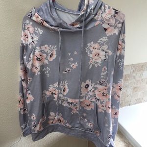 Floral soft hooded sweatshirt